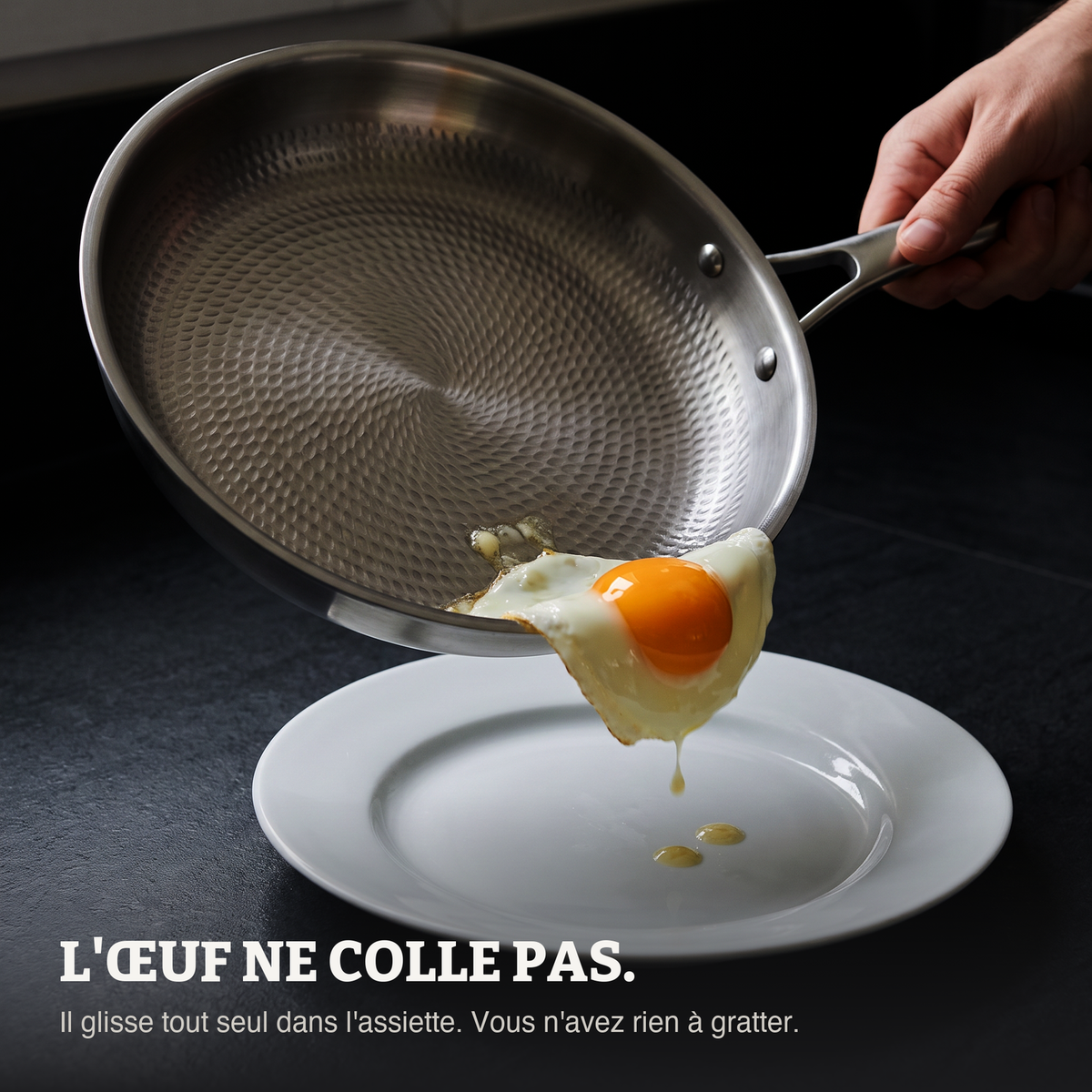 3 poêles TITANDUR® en titane martelé, tailles modulables
