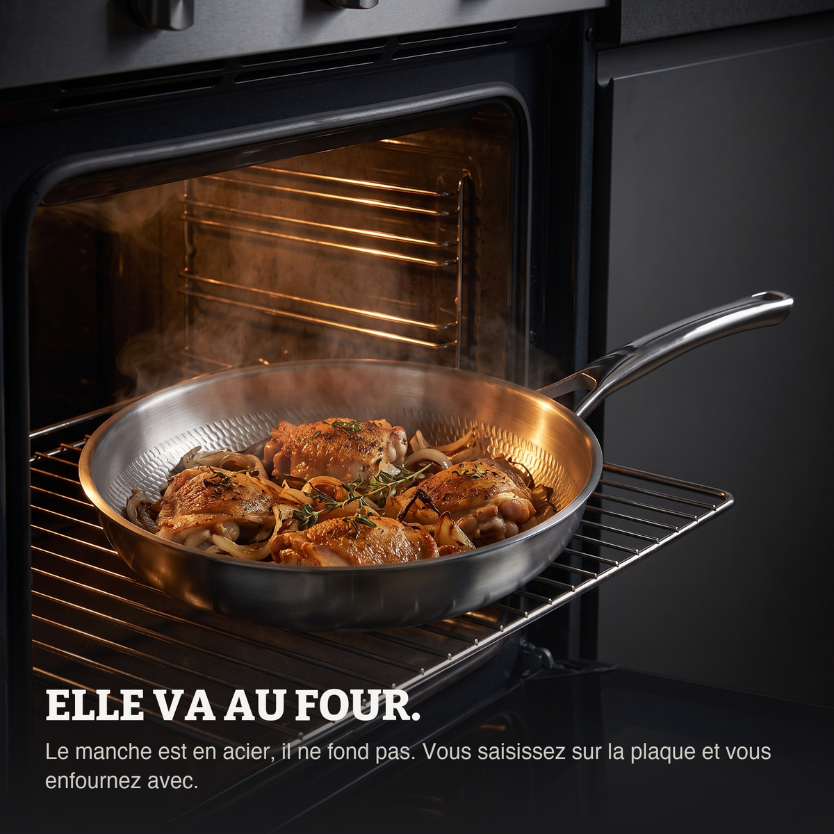 3 poêles TITANDUR® en titane martelé, tailles modulables