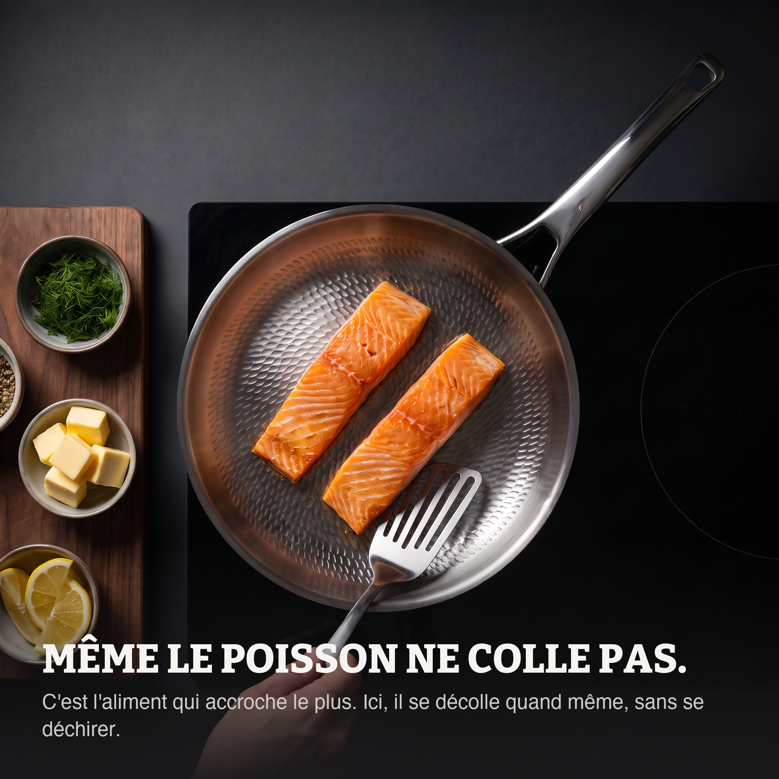 Deux pavés de saumon saisis sans accrocher