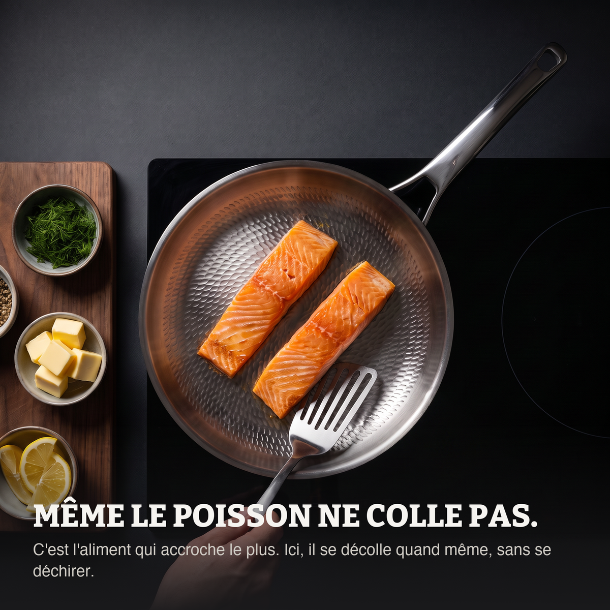 3 poêles TITANDUR® en titane martelé, tailles modulables