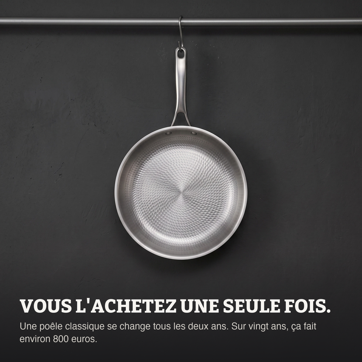 3 poêles TITANDUR® en titane martelé, tailles modulables