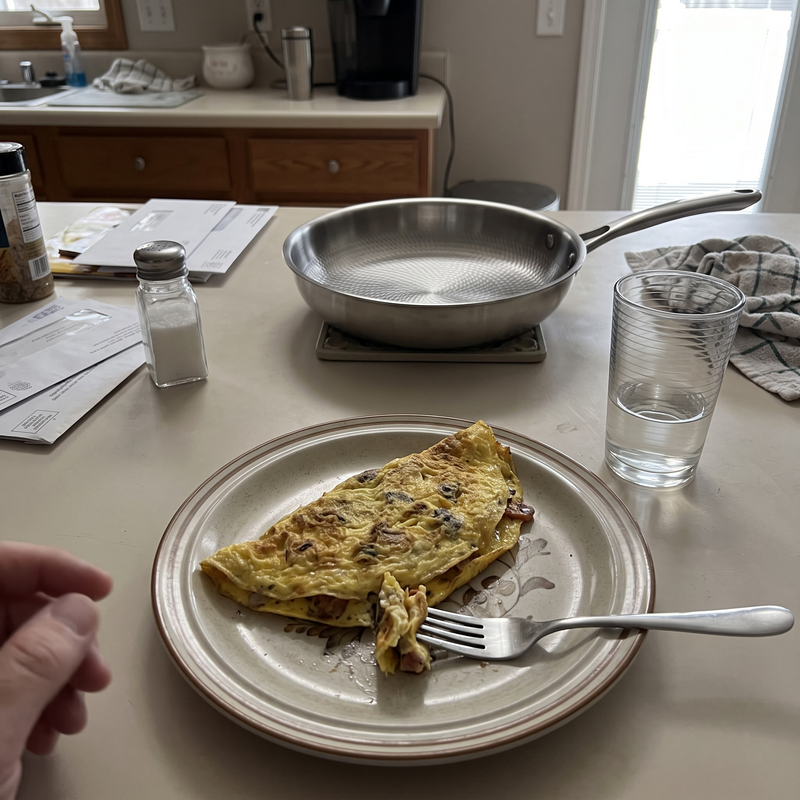 Omelette du dimanche. Elle est sortie d'un bloc, ça me change.